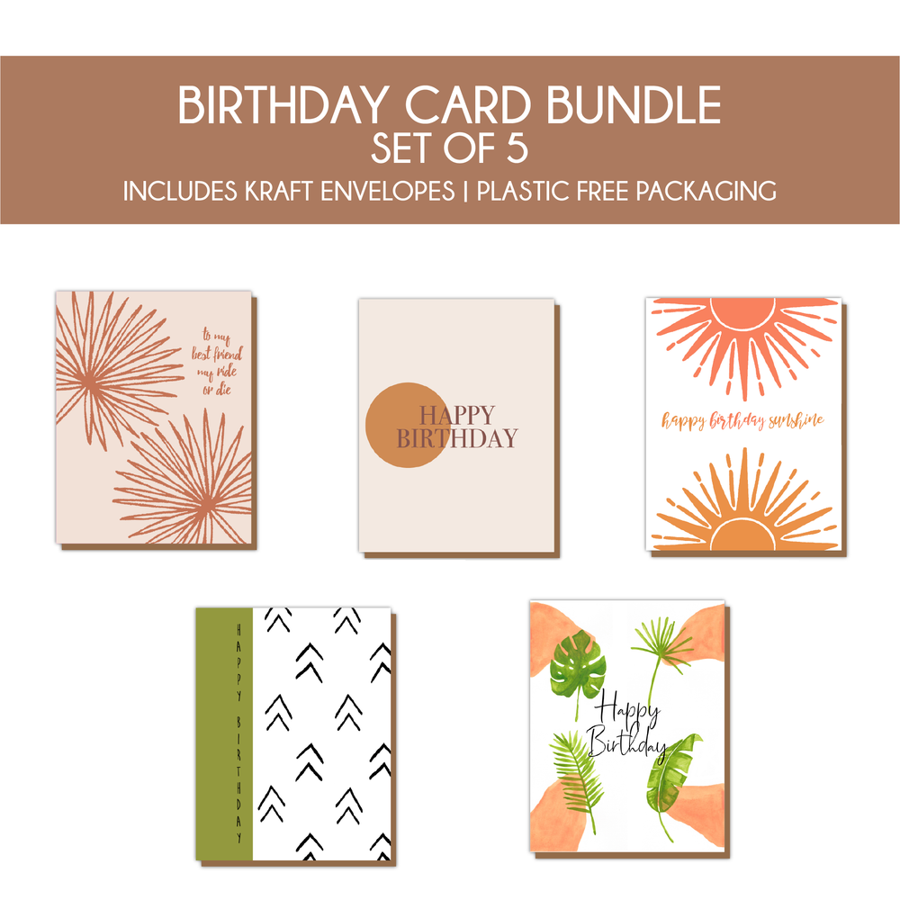 Boho Plant Theme Birthday Cards Teluna