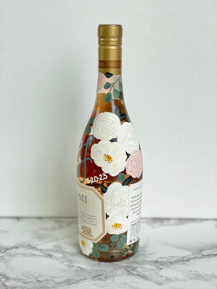 Custom Hand Painted Champagne Bottle - J&J