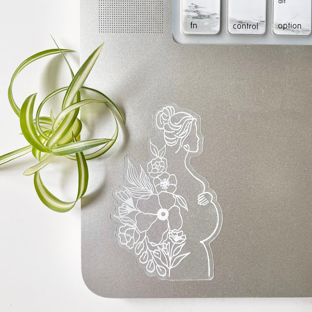Boho Pregnancy Sticker 1.9x3 in.