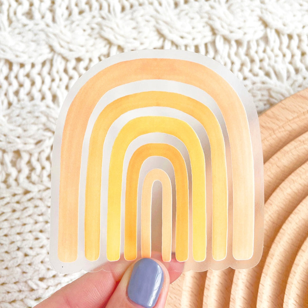 Clear Orange Rainbow Sticker 2.9x3 in.