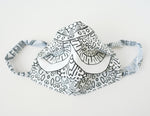 Black and white fabric face mask