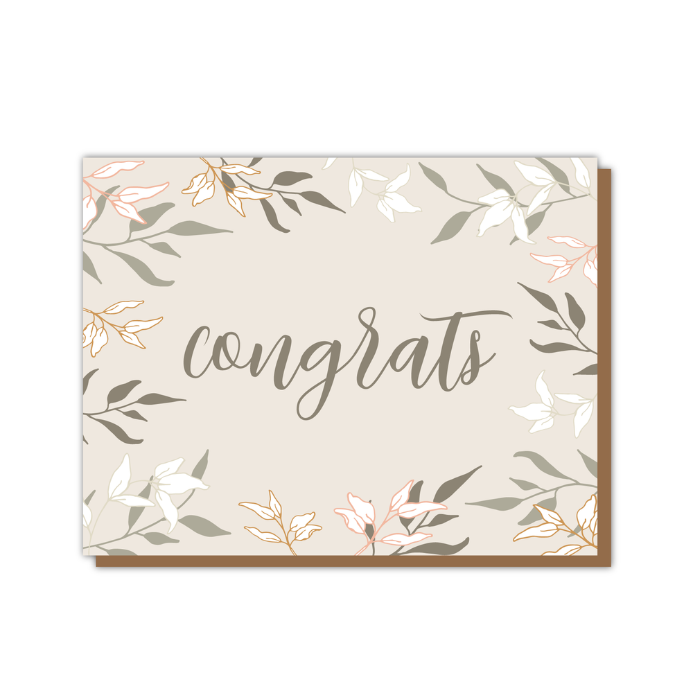 Greenery floral congrats wedding card