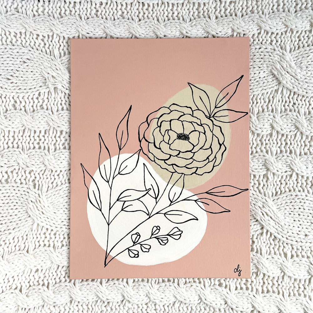 Modern Bohemian Floral 9x12 on flat canvas - shipping included