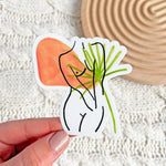Jungle Woman 3 vinyl sticker. Plant mom sticker, great plant lover sticker. Female figure empowerment sticker. Dishwasher safe water bottle sticker.
