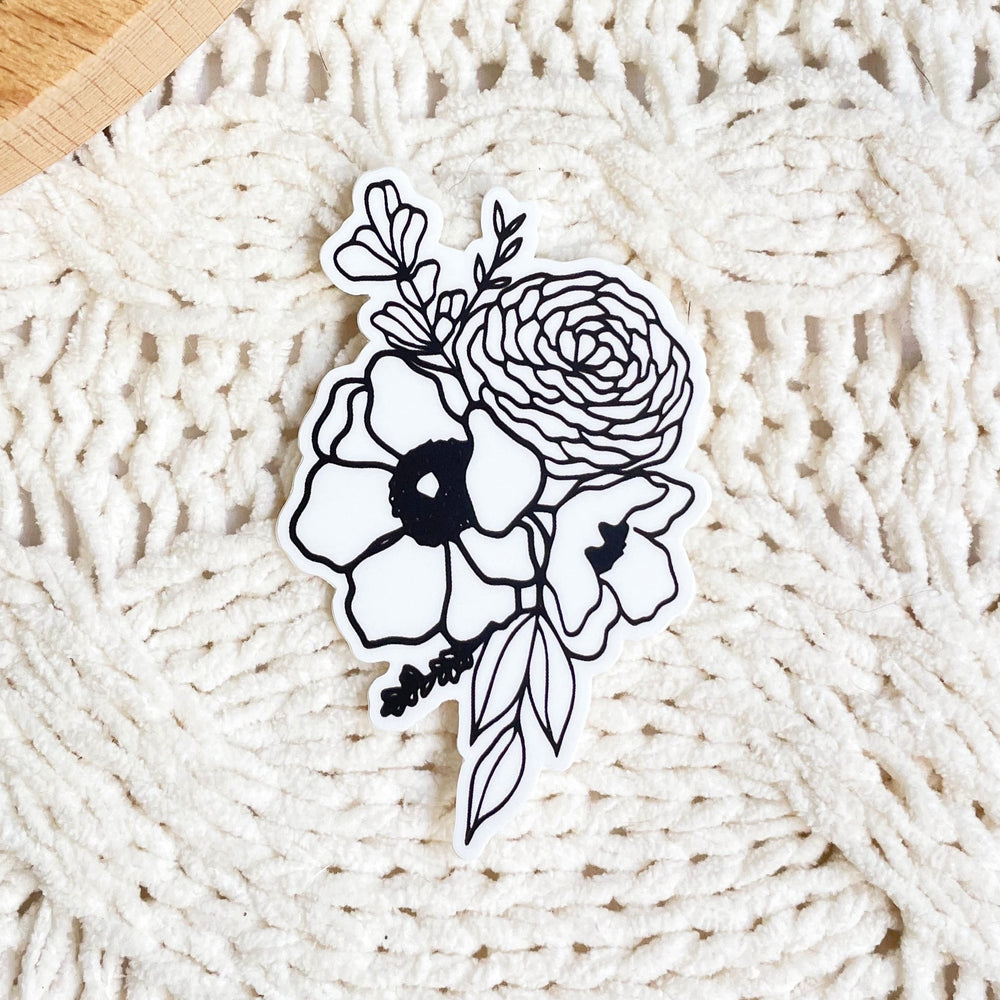 modern boho floral line drawn bouquet sticker vinyl decal