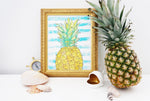 Hand painted pineapple art. Themed for beach cottage decor