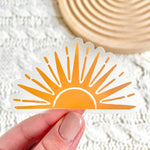 Sunset Sticker 3x1.7 in. A fun clear hand painted sticker of a sunset. A modern boho pop of color sticker for your lap top or water bottle. Great small add on gift.