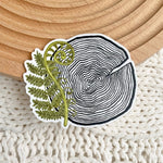wood slice tree ring fern coil sticker